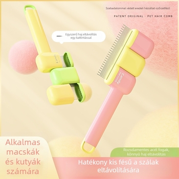 Deer hidden macskák és kutyák szőrének eltávolítására szolgáló fésű — önisztító, csomómentesítő, ABS + acél tűk, négyzetes fogak