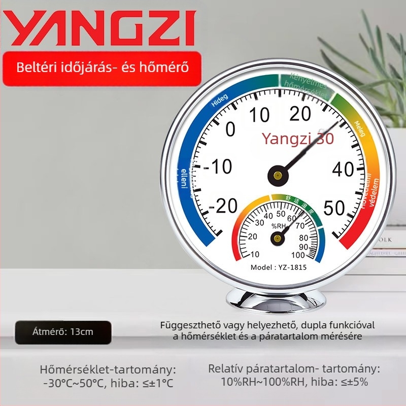 Hőmérséklet- és páratartalom-mérő – beltéri használatra, falra szerelhető alapos kivitel, szobahőmérő