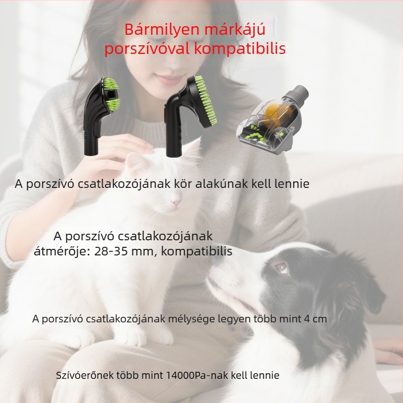 Kutyaszőr eltávolító sörtés fej porszívóhoz - ABS anyag, puha sörtéjű, háztartási porszívó kiegészítő, 100 darabos doboz, hivatalos magánmárka