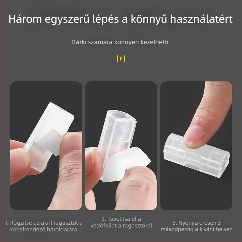 Kábelrendező vezetékekhez, száloptikai kábelekhez klipsz nélkül, lyukasztás nélküli megoldás