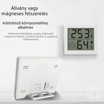 Moseko Otthoni hőmérséklet- és páratartalom monitor – nagy pontosságú, mosolygó kijelző, CR2032 elem