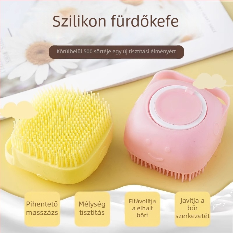 Szilikonból készült háziállat-ecset felnőtteknek, babáknak, macskáknak és kutyáknak — többfunkciós masszázs, fürdetés és szőrhullás eltávolítása