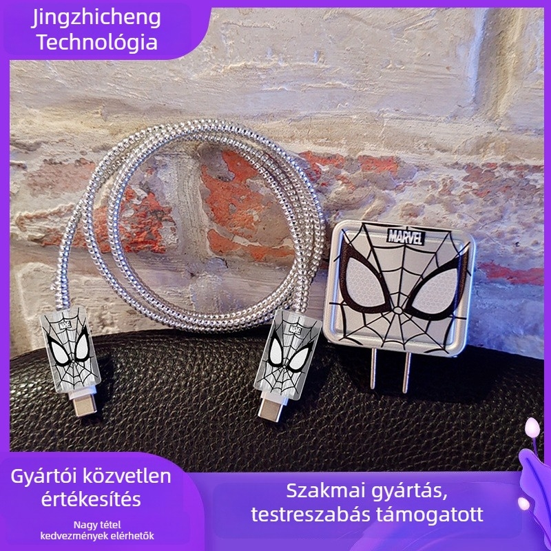 iPhone 14 adatkábel TPU védőburkolat, rajzfilm stílusú dizájn, kompatibilis 18-20W töltéssel