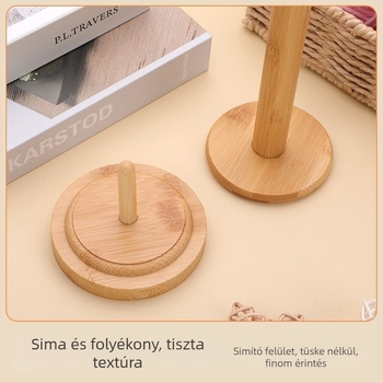 Tömörfa fonaltekerő forgó tárolóállvánnyal – DIY készlet kézi kötéshez, 10 darab