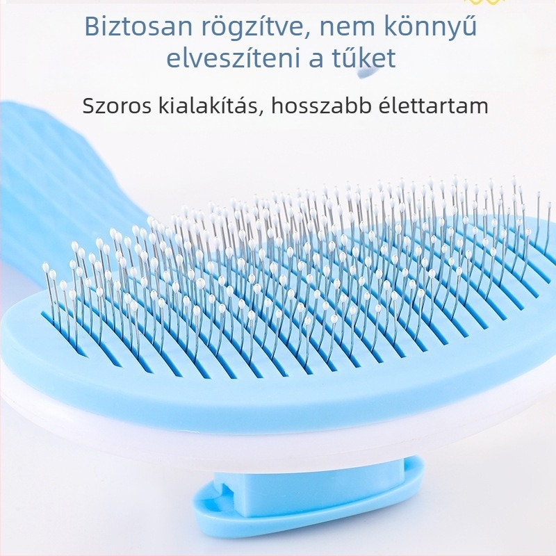 Kisállat-gondozó fésű macskáknak és kutyáknak, műanyag kivitel, eltávolítja a laza szőrt