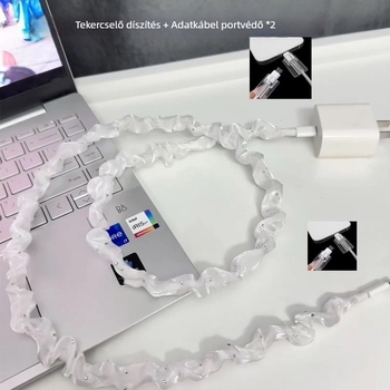 Adatkábelt védő rajzfilm mintás, törésálló, Type-C csattal, Android és Apple kompatibilis; alkalmas kábelek 1 m-ig