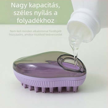 Mangó illatú háziállat fürdető kefe, újratölthető zuhanyzselével, masszázs macskák és kutyák számára