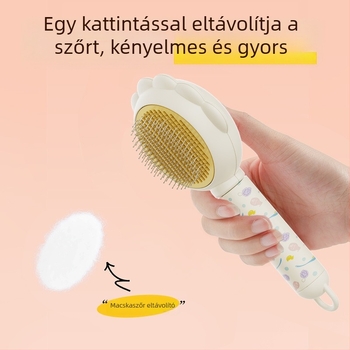 Napraforgó mintás kisállatfésű – tű-fésű macskáknak és kutyáknak, fésülés, laza szőr eltávolítása, karbantartás