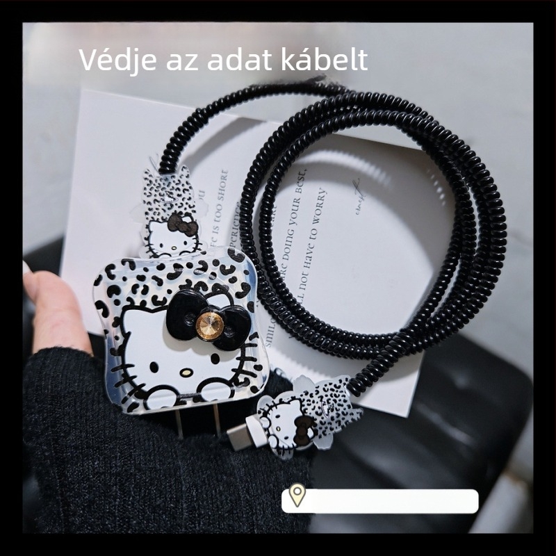 iPhone 16 Pro Max adatkábelt védő burkolat – törésálló, rajzfilmszerű dizájn, anyag: gyanta, félig puha, kompatibil Apple 20W csatlakozóval