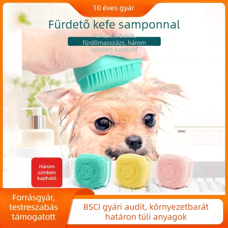 FIGHTINGDOG Szilikon fürdető kefe háziállatoknak – kutyáknak és macskáknak, masszírozó és tisztító kefe