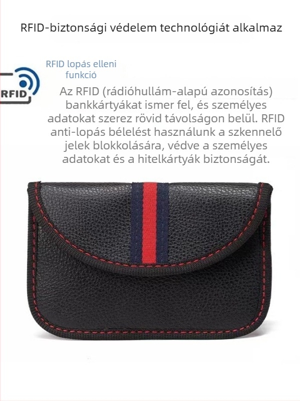 PU bőr autókulcs-tok RFID védelem, cipzár, hordozható