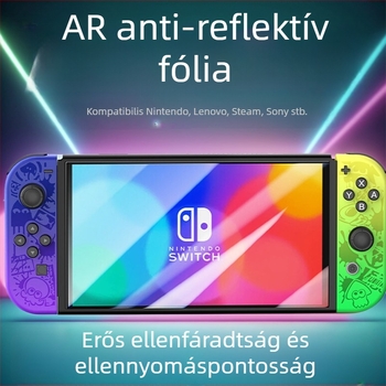 Nintendo Switch Lite előlapjára szánt AR anti-reflektív kijelzővédő fólia, 0,17 mm, 96% fényáteresztés, OEM feldolgozás.