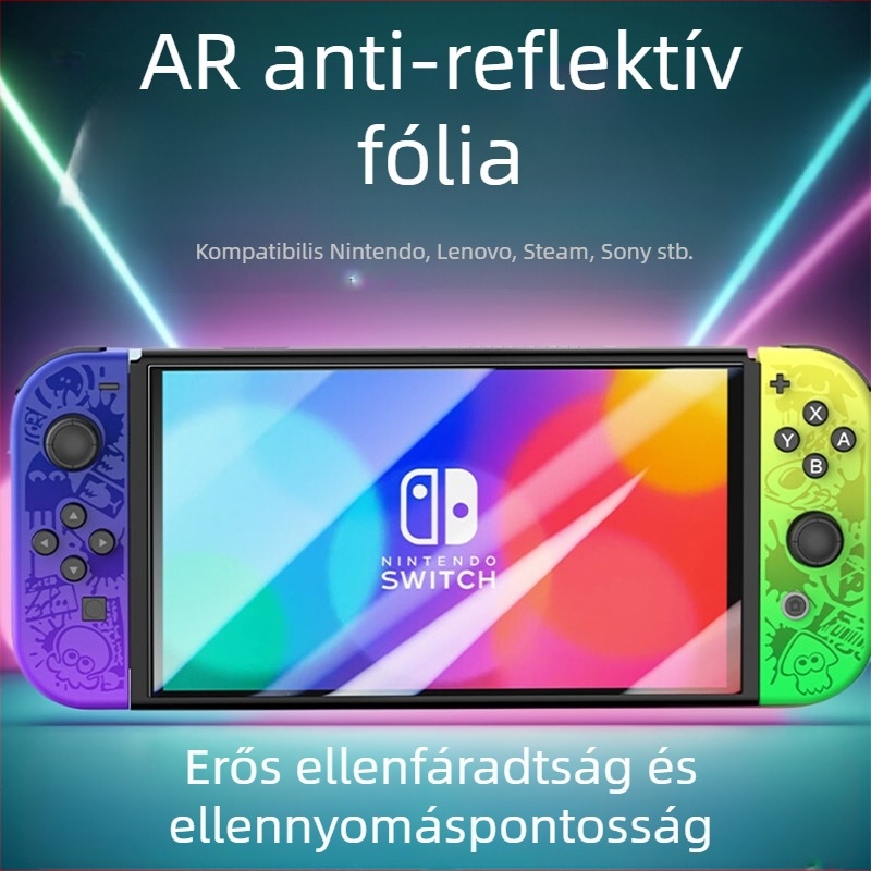 Nintendo Switch Lite előlapjára szánt AR anti-reflektív kijelzővédő fólia, 0,17 mm, 96% fényáteresztés, OEM feldolgozás.