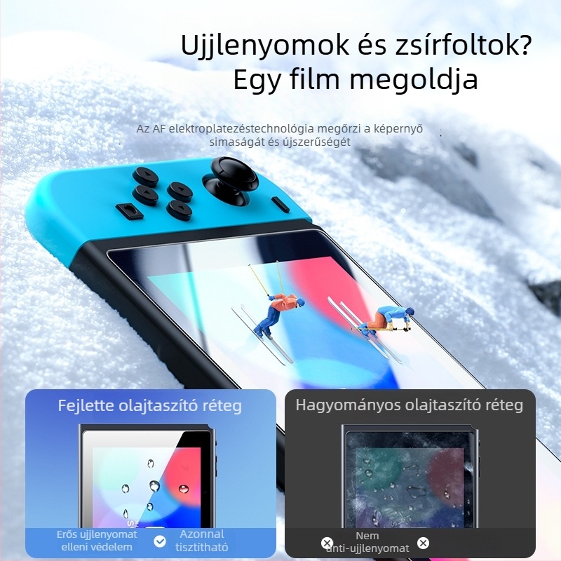 Nintendo Switch Lite előlapjára szánt AR anti-reflektív kijelzővédő fólia, 0,17 mm, 96% fényáteresztés, OEM feldolgozás.