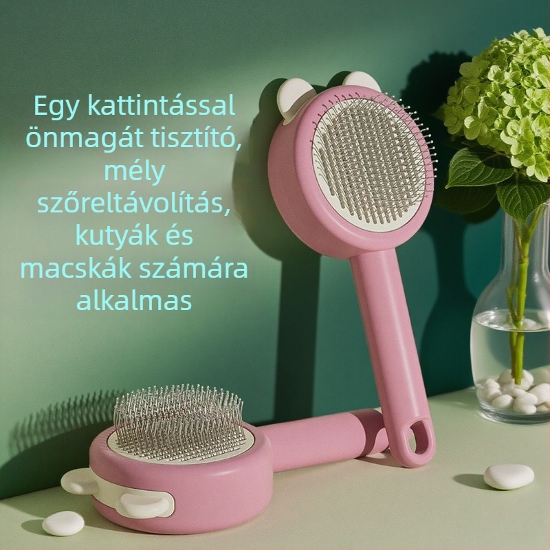 Macskaápoló fésű egy érintéses szőrtelenítéssel, rozsdamentes acél tűs fésű