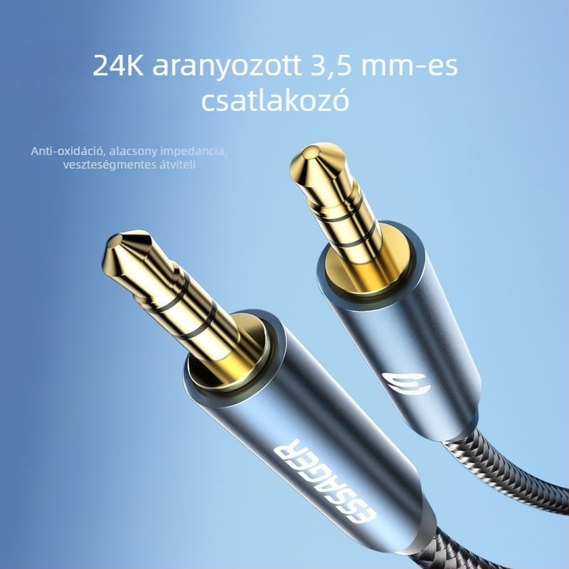 ESSAGER ES-YP17 3.5mm férfi–férfi audió kábel, aranyozott, réz vezetőmag