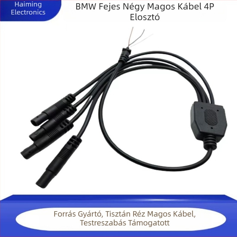 BMW-hez HD hátsó kamera digitális audio kábel, 4 magos kábel, 4P-1-4 csatlakozó