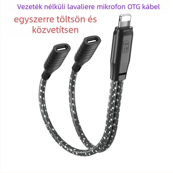 OTG Type-C lavalier mikrofon adapter kábel digitális chippel, újratölthető, 0,15 m