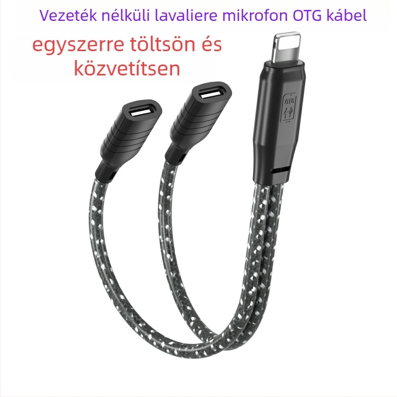 OTG Type-C lavalier mikrofon adapter kábel digitális chippel, újratölthető, 0,15 m