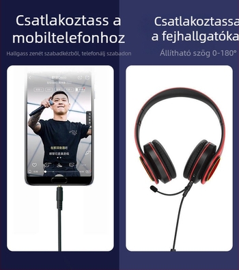 Mikrofonos audiókábel — Qilian V3pro-heise, aranyozott felület, ezüstözött rézmag