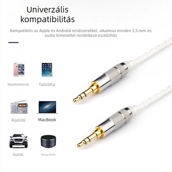 Monokristályos réz AUX audio kábel audiophile szintű mobil- és autóhangzáshoz, 3,5 mm