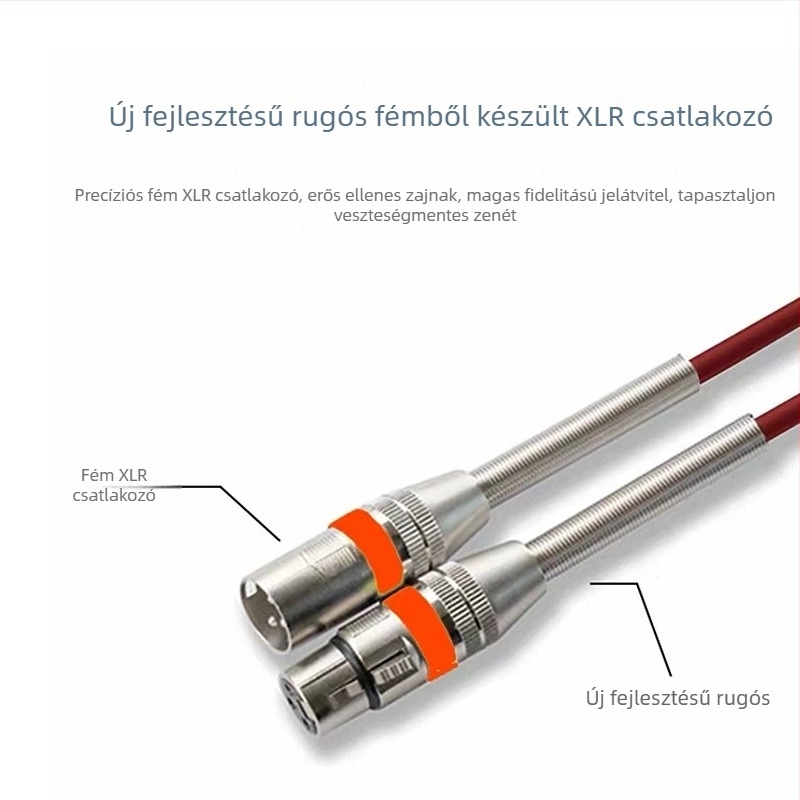 XLR mikrofon kábel, férfi–női csatlakozó, aranyozott csatlakozók, oxigénmentes réz vezető, ROHS