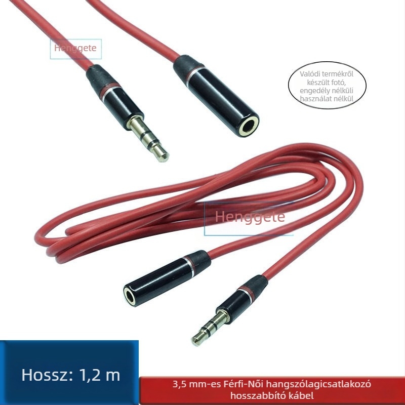 3,5 mm-es audio hosszabbító kábel, férfi–női csatlakozó, AUX, réz vezetőmag