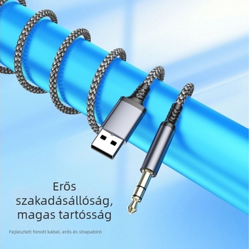 USB 3,5 mm-es audiókábel - aranyozott csatlakozók, fonott réz kábel, számítógépes perifériákhoz
