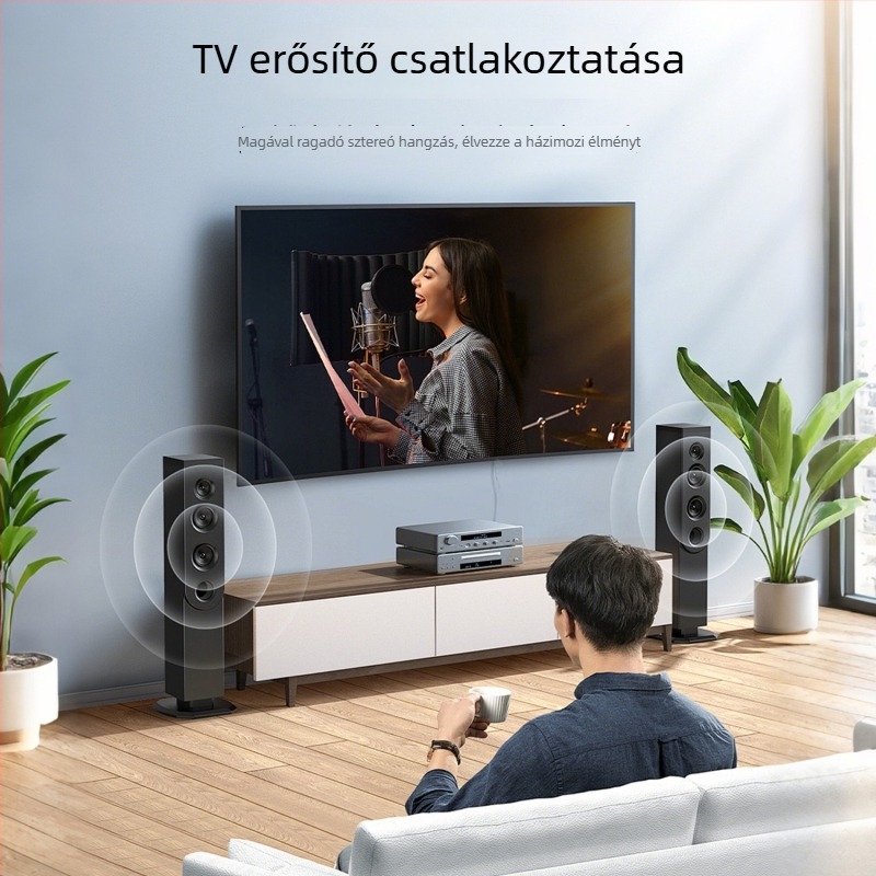 Sunkandi koaxiális RCA női csatlakozóval, 2× RCA aranyozott audiokábel, 1:2 csatornás