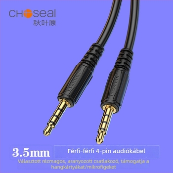 Choseal QA01BK 3,5 mm-es audio kábel, aranyozott érintkezők, tiszta réz mag, UL tanúsított