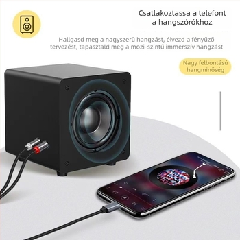 Type-C audio kábel, 1–2 osztó, 3,5 mm-től dupla RCA-ig, aranyozott csatlakozók, réz vezető