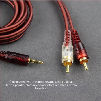 Shadow Fiber RCA3 3,5 mm-es bemeneti kábel, 2x RCA audio splitterrel, rézvezetővel, IS9001 tanúsított, magáncímke licencelhető