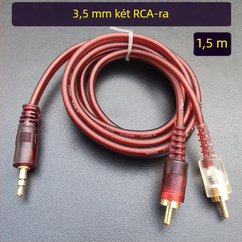 Shadow Fiber RCA3 3,5 mm-es bemeneti kábel, 2x RCA audio splitterrel, rézvezetővel, IS9001 tanúsított, magáncímke licencelhető