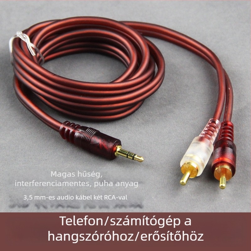 Shadow Fiber RCA3 3,5 mm-es bemeneti kábel, 2x RCA audio splitterrel, rézvezetővel, IS9001 tanúsított, magáncímke licencelhető