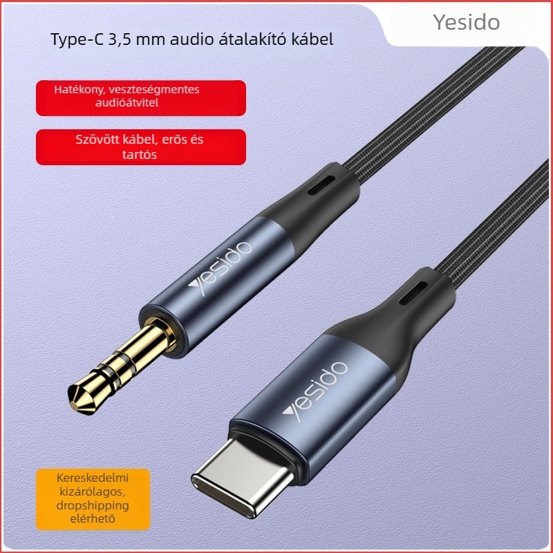 Yesido YAU36 Audio kábel, nylonos mag, vezetők: alumínium ötvözet + TPE, kompatibilis autóval, számítógéppel, mobiltelefon és tablettel
