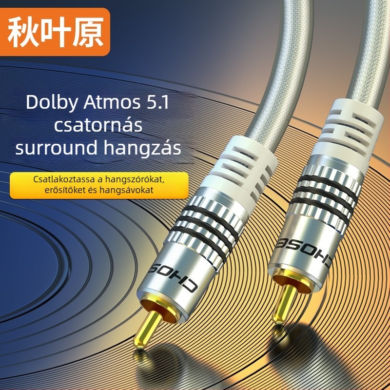 TV-hez coaxial RCA hangkábel - QS6771, aranyozott érintkezők, nyers rézmag, réz vezető, aktív mágneses gyűrű