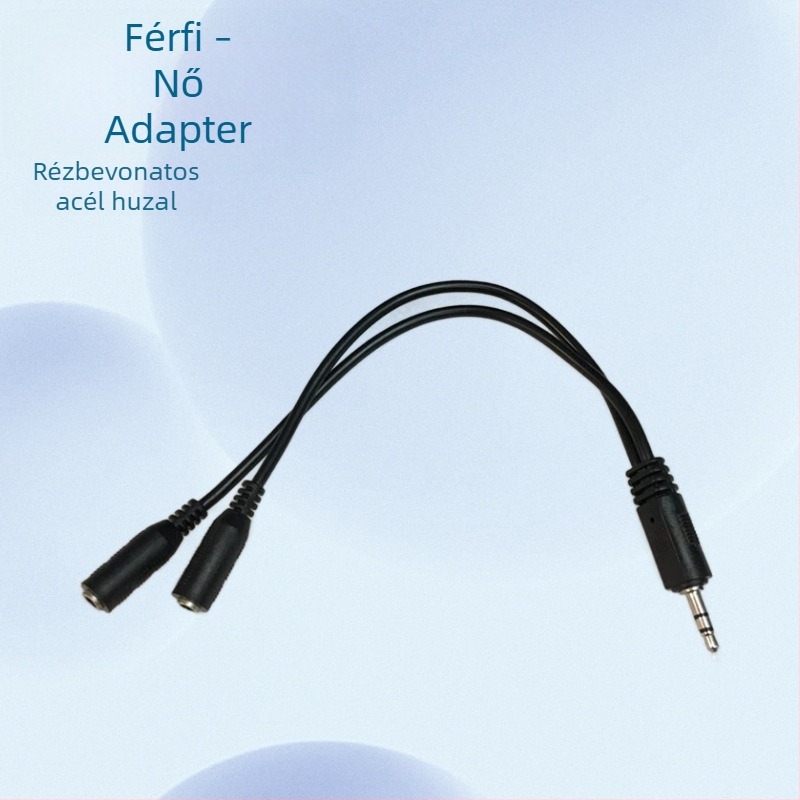 Ruisheng A25 Hangkábel, 3,5 mm férfi → két 3,5 mm nőihez, nikkelezett réz-köpeny, számítógép perifériákhoz