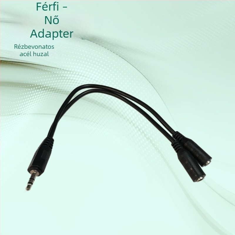 Ruisheng A25 Hangkábel, 3,5 mm férfi → két 3,5 mm nőihez, nikkelezett réz-köpeny, számítógép perifériákhoz