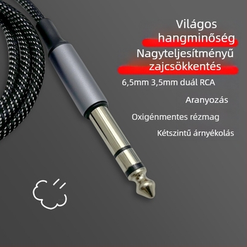 Audio kábel 1→2 RCA osztóval és forgó kettős lótusz fejű RCA csatlakozóval, réz vezető, RoHS