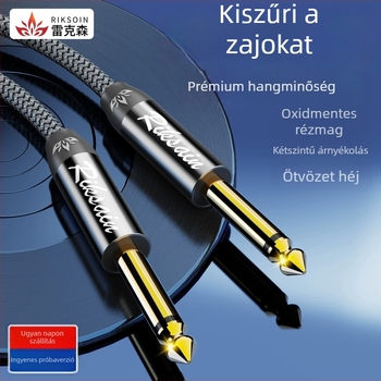 Nylon-zsinóros hangfal-kábel, férfi–férfi csatlakozók, aranyozott, OFC réz, hangsugárzóhoz és gitárhoz