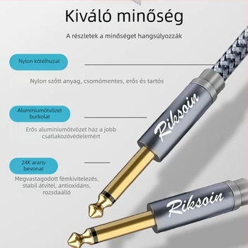 Nylon-zsinóros hangfal-kábel, férfi–férfi csatlakozók, aranyozott, OFC réz, hangsugárzóhoz és gitárhoz