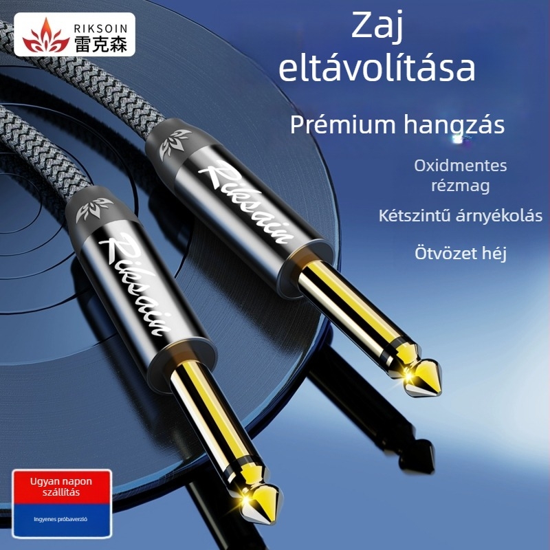 Nylon-zsinóros hangfal-kábel, férfi–férfi csatlakozók, aranyozott, OFC réz, hangsugárzóhoz és gitárhoz