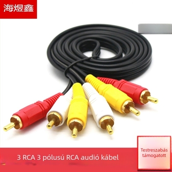 HD AV kábel, 3RCA -> 3RCA, aranyozott csatlakozók, acél vezetőmag, CCS tanúsítvány