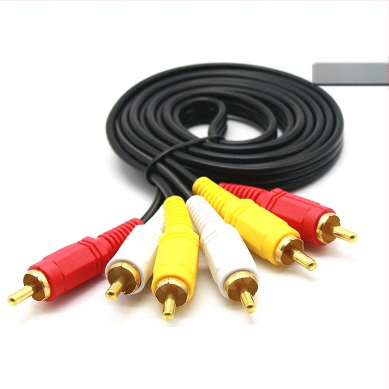 HD AV kábel, 3RCA -> 3RCA, aranyozott csatlakozók, acél vezetőmag, CCS tanúsítvány