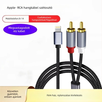 Apple-tól dupla RCA audiokábel, aranyozott csatlakozók, rézvezető mag, réz vezető, tömeg 30 g