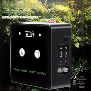 Okos Wi‑Fi mikropermetező rendszer teknős terráriumhoz, 800–850 ml kapacitás, alkalmazáson keresztüli vezérlés, precíz réz fúvóka