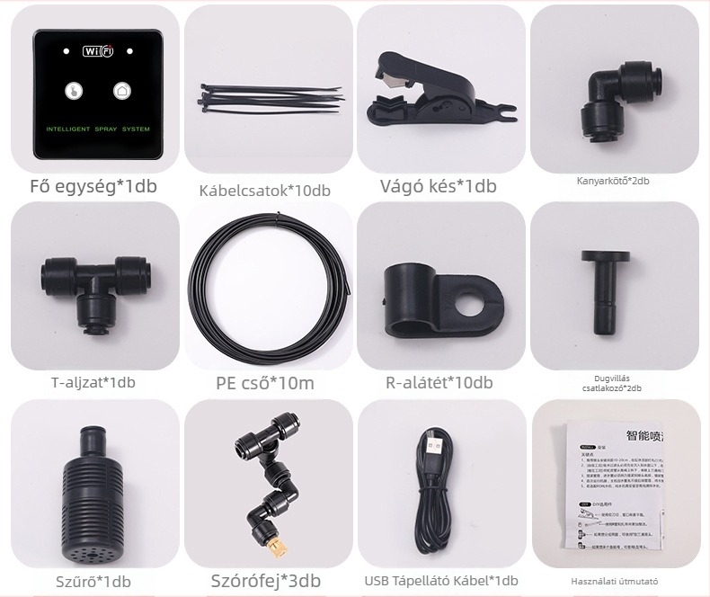 Okos Wi‑Fi mikropermetező rendszer teknős terráriumhoz, 800–850 ml kapacitás, alkalmazáson keresztüli vezérlés, precíz réz fúvóka