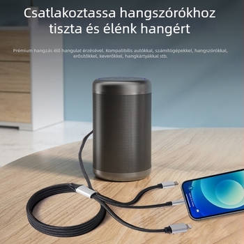 3 az 1-ben Type-C audio kábel, adapter 3,5 mm–6,35 mm, aranyozott, rézmag, oxigénmentes réz, 40 g