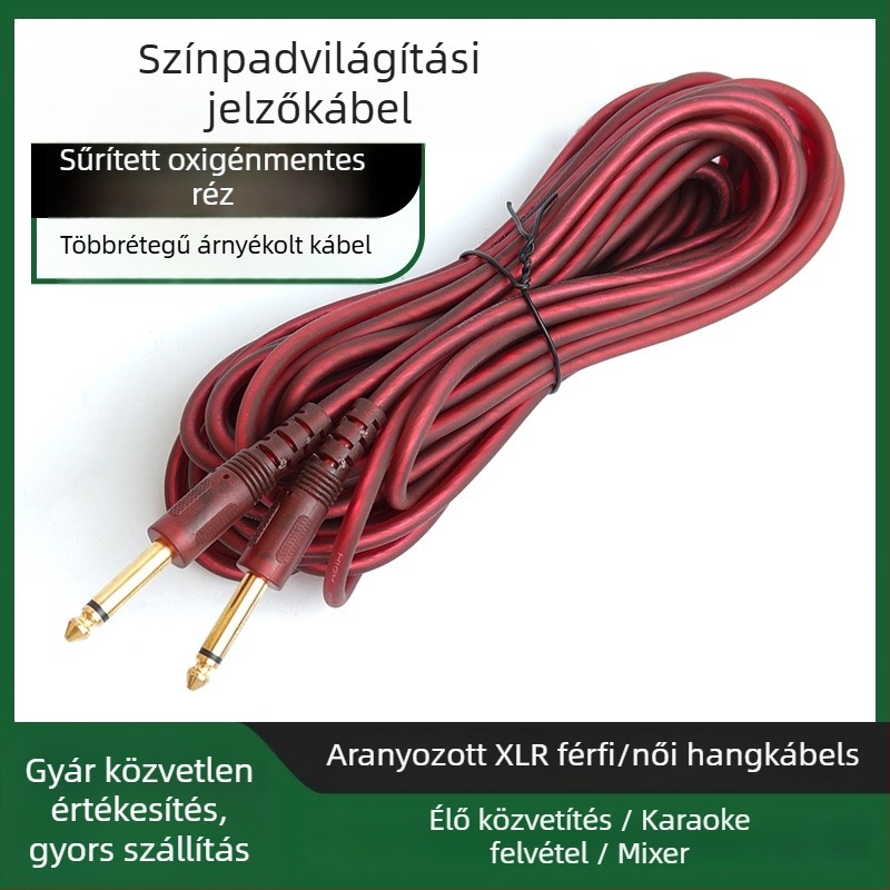 6.5–6.5 audiókábel 6,35 mm-es férfi csatlakozókkal, aranyozott OFC vezetők, nyers réz mag