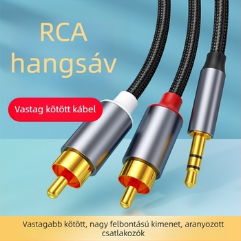 Jiawan RC1 RCA audio-kábel, aranyozott rézmaggal, csupasz rézvezetővel, 3,5 mm-es RCA sztereó csatlakozó
